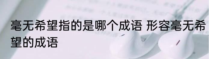 毫无希望指的是哪个成语 形容毫无希望的成语