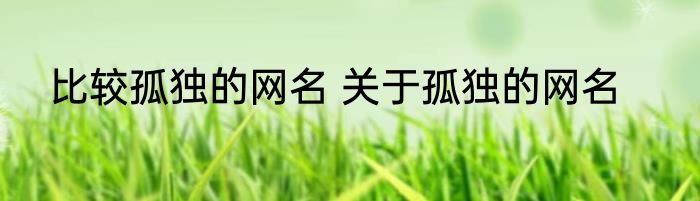 比较孤独的网名 关于孤独的网名