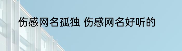 伤感网名孤独 伤感网名好听的