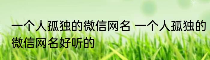 一个人孤独的微信网名 一个人孤独的微信网名好听的