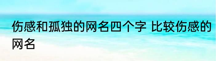 伤感和孤独的网名四个字 比较伤感的网名