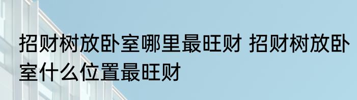 招财树放卧室哪里最旺财 招财树放卧室什么位置最旺财