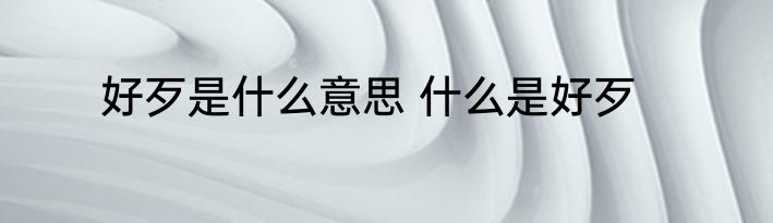 好歹是什么意思 什么是好歹