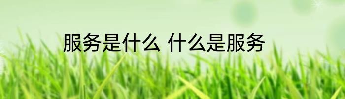 服务是什么 什么是服务