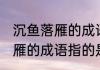 沉鱼落雁的成语指的是哪一位 沉鱼落雁的成语指的是谁