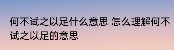 何不试之以足什么意思 怎么理解何不试之以足的意思
