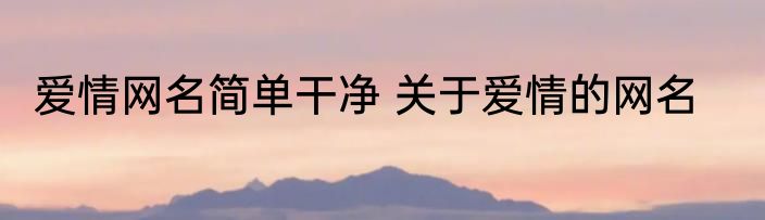 爱情网名简单干净 关于爱情的网名