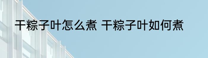 干粽子叶怎么煮 干粽子叶如何煮