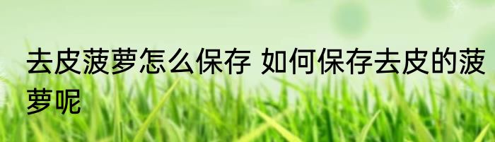 去皮菠萝怎么保存 如何保存去皮的菠萝呢