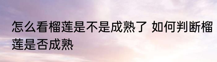 怎么看榴莲是不是成熟了 如何判断榴莲是否成熟