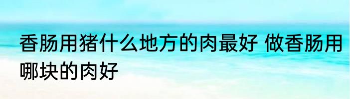 香肠用猪什么地方的肉最好 做香肠用哪块的肉好