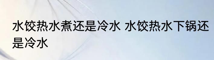 水饺热水煮还是冷水 水饺热水下锅还是冷水