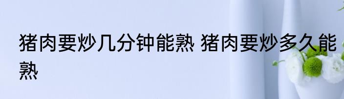 猪肉要炒几分钟能熟 猪肉要炒多久能熟