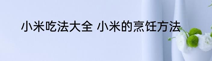 小米吃法大全 小米的烹饪方法