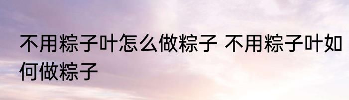 不用粽子叶怎么做粽子 不用粽子叶如何做粽子