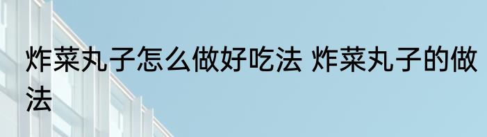 炸菜丸子怎么做好吃法 炸菜丸子的做法