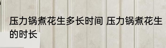 压力锅煮花生多长时间 压力锅煮花生的时长