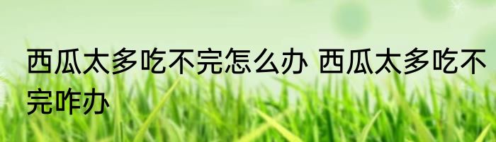 西瓜太多吃不完怎么办 西瓜太多吃不完咋办