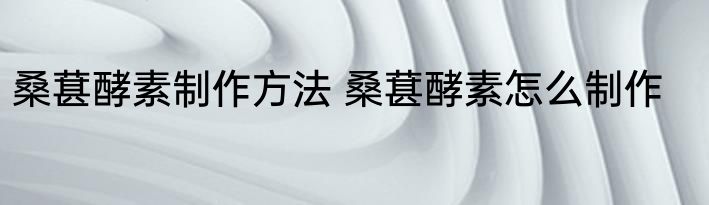 桑葚酵素制作方法 桑葚酵素怎么制作