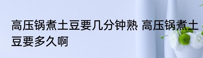 高压锅煮土豆要几分钟熟 高压锅煮土豆要多久啊