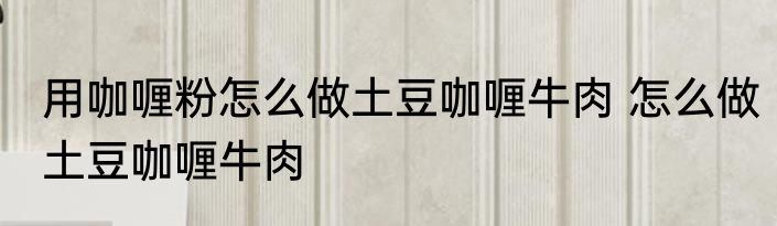 用咖喱粉怎么做土豆咖喱牛肉 怎么做土豆咖喱牛肉