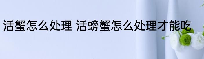 活蟹怎么处理 活螃蟹怎么处理才能吃