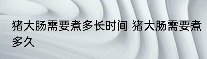 猪大肠需要煮多长时间 猪大肠需要煮多久