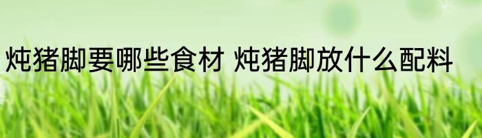 炖猪脚要哪些食材 炖猪脚放什么配料