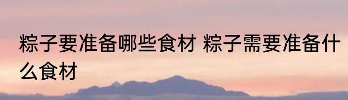 粽子要准备哪些食材 粽子需要准备什么食材