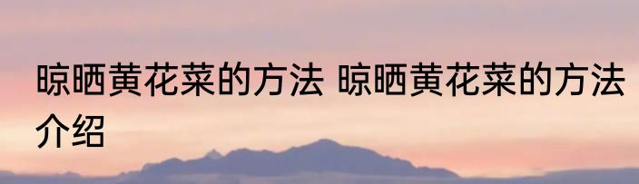 晾晒黄花菜的方法 晾晒黄花菜的方法介绍