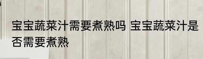宝宝蔬菜汁需要煮熟吗 宝宝蔬菜汁是否需要煮熟