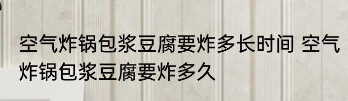 空气炸锅包浆豆腐要炸多长时间 空气炸锅包浆豆腐要炸多久