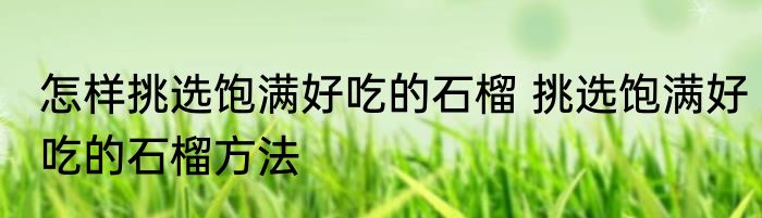 怎样挑选饱满好吃的石榴 挑选饱满好吃的石榴方法