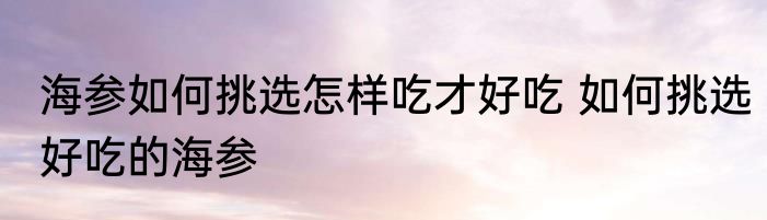 海参如何挑选怎样吃才好吃 如何挑选好吃的海参