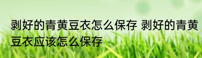剥好的青黄豆衣怎么保存 剥好的青黄豆衣应该怎么保存