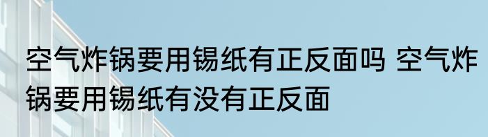 空气炸锅要用锡纸有正反面吗 空气炸锅要用锡纸有没有正反面