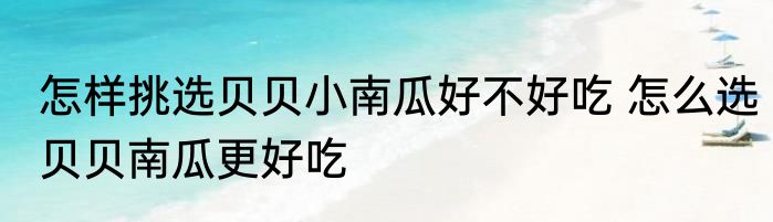怎样挑选贝贝小南瓜好不好吃 怎么选贝贝南瓜更好吃