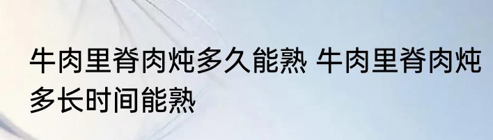 牛肉里脊肉炖多久能熟 牛肉里脊肉炖多长时间能熟