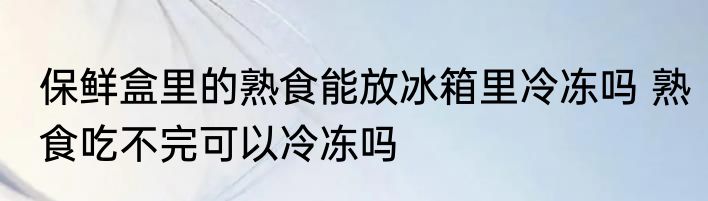 保鲜盒里的熟食能放冰箱里冷冻吗 熟食吃不完可以冷冻吗