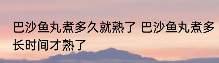 巴沙鱼丸煮多久就熟了 巴沙鱼丸煮多长时间才熟了