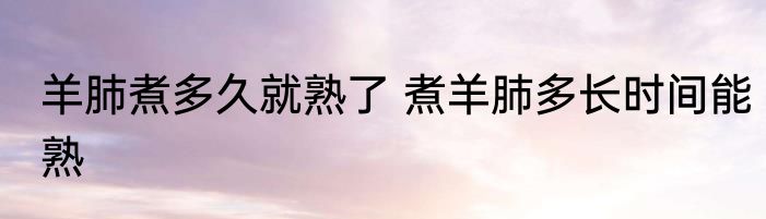 羊肺煮多久就熟了 煮羊肺多长时间能熟