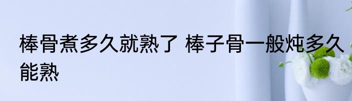 棒骨煮多久就熟了 棒子骨一般炖多久能熟