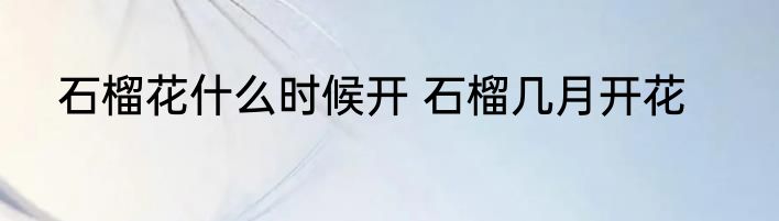 石榴花什么时候开 石榴几月开花