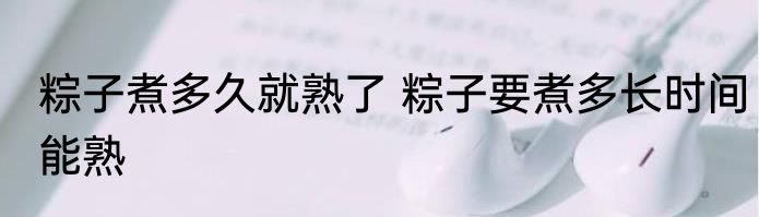 粽子煮多久就熟了 粽子要煮多长时间能熟