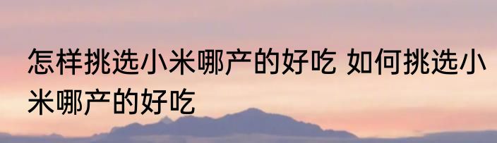 怎样挑选小米哪产的好吃 如何挑选小米哪产的好吃