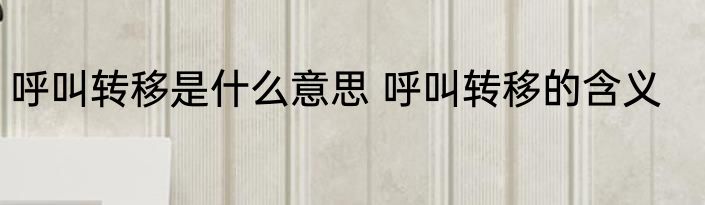 呼叫转移是什么意思 呼叫转移的含义