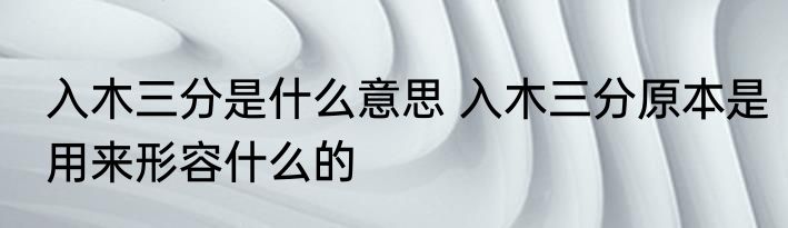 入木三分是什么意思 入木三分原本是用来形容什么的