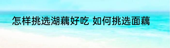 怎样挑选湖藕好吃 如何挑选面藕