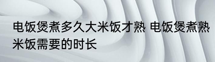 电饭煲煮多久大米饭才熟 电饭煲煮熟米饭需要的时长