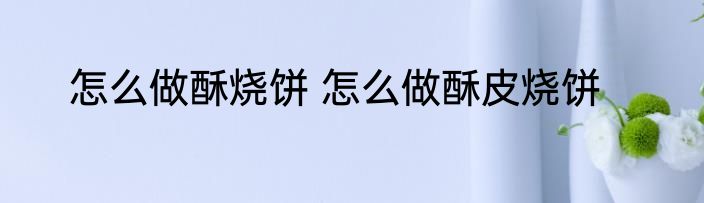 怎么做酥烧饼 怎么做酥皮烧饼